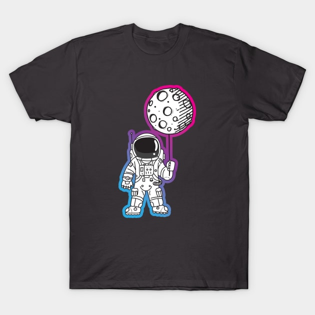 Astronaut Moon Balloon T-Shirt by Vin Zzep